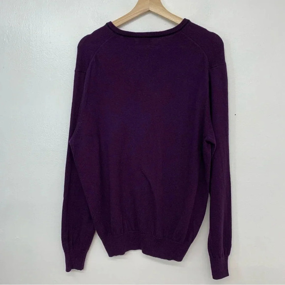 Jos A Bank Cotton Cashmere V Neck Sweater Men Medium Purple Long Sleeve Preppy - Picture 5 of 12